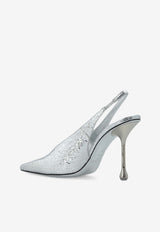 Jimmy Choo Isa 95 Metallic Leather Slingback Pumps Silver ISA 95 EGV SILVER
