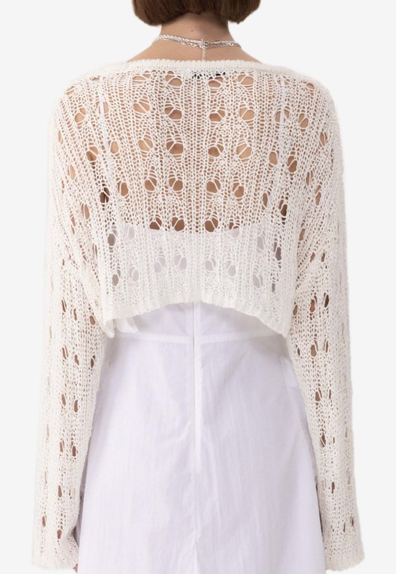 SJYP Open Knit Long-Sleeved Top White