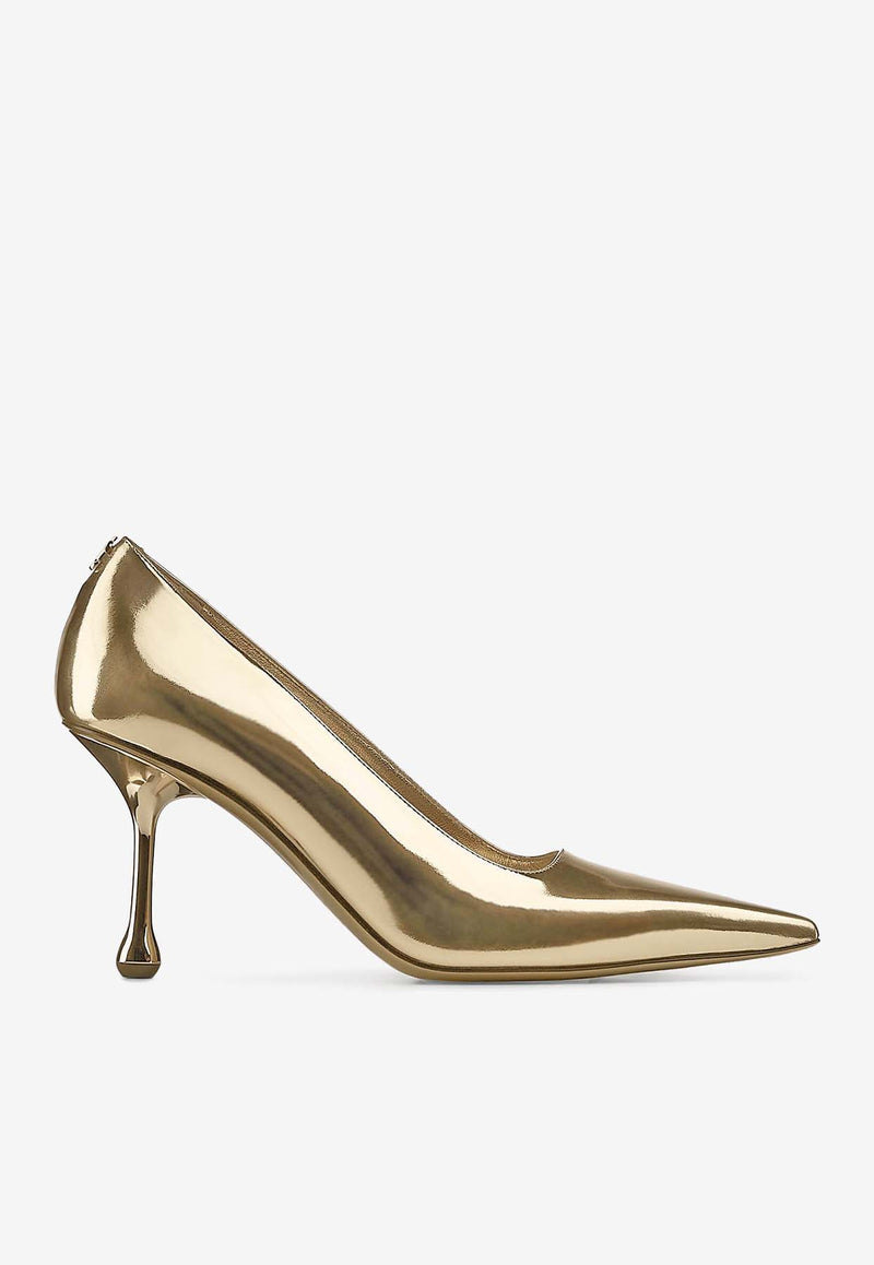 Jimmy Choo Ixia 95 Metallic Leather Pumps IXIA 80 QUI GOLD Gold