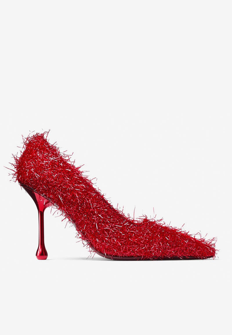 Jimmy Choo Ixia 80 Tinsel Pumps IXIA 80 TZS RUBY RED