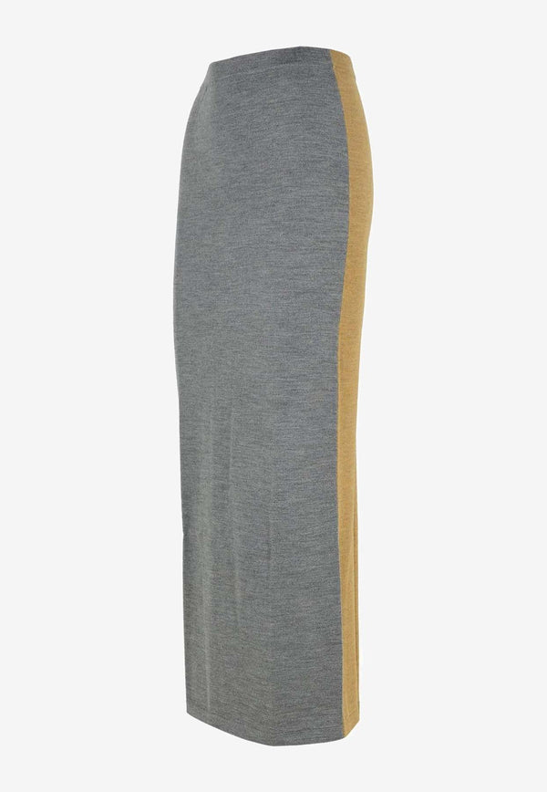 Moschino Bi-Color Knit Maxi Skirt J018654011485 1485 Gray