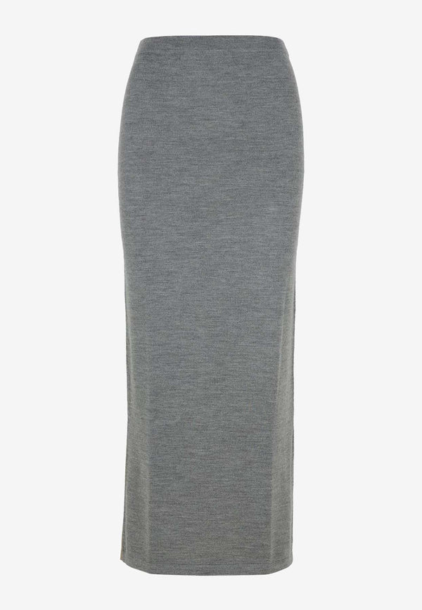 Moschino Bi-Color Knit Maxi Skirt J018654011485 1485 Gray