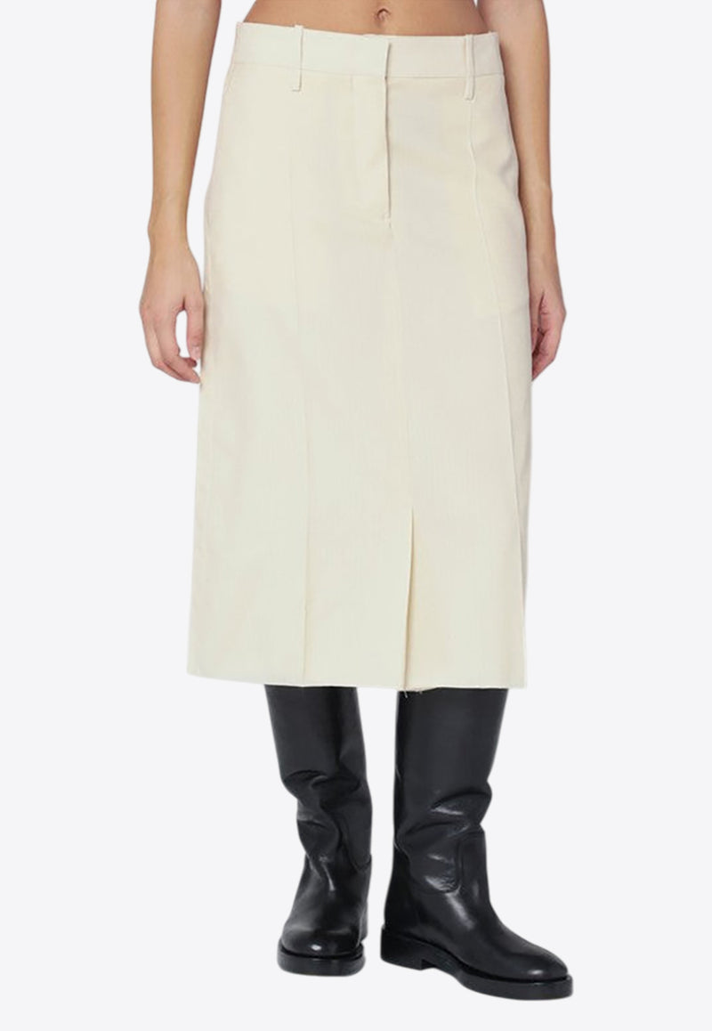 Jil Sander Wool Midi Skirt with Slits Vanilla J01MA0165J40171/R_JILSA-263