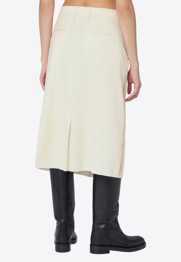 Jil Sander Wool Midi Skirt with Slits Vanilla J01MA0165J40171/R_JILSA-263