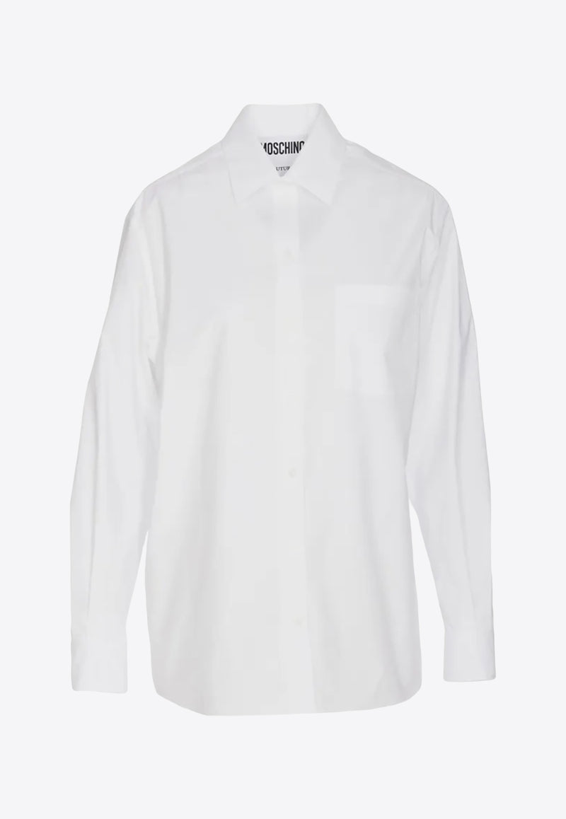 Moschino Logo Print Long-Sleeved Shirt J0214 0531 1001 White