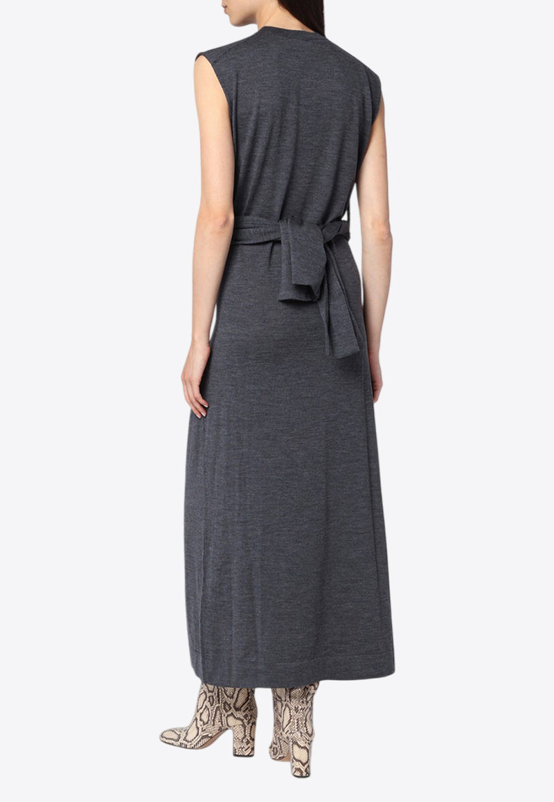 Jil Sander Wool Midi Dress with Crossover-Belt Gray J02CT0526J14723/R_JILSA-032