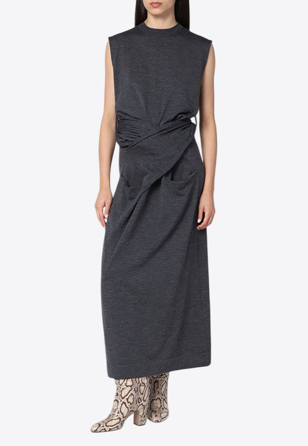 Jil Sander Wool Midi Dress with Crossover-Belt Gray J02CT0526J14723/R_JILSA-032