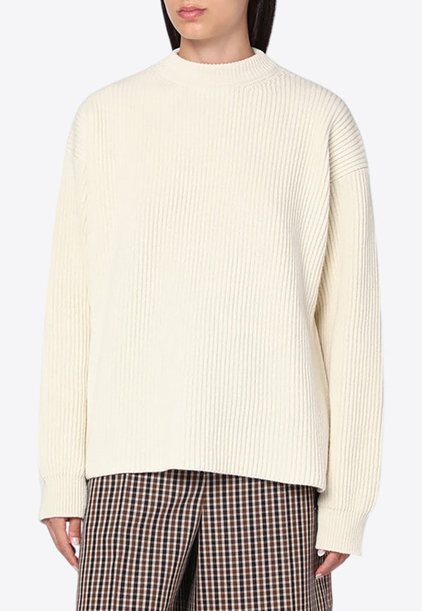 Jil Sander Stand-Up Collar Ribbed Sweater Off-white J02GP0223J14737/R_JILSA-106
