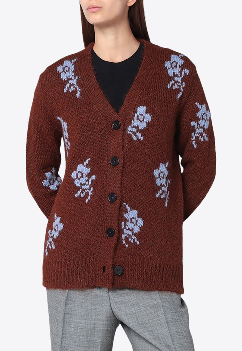 Jil Sander Intarsia Knit Wool Cardigan Brown J02HP0045J14786/R_JILSA-244