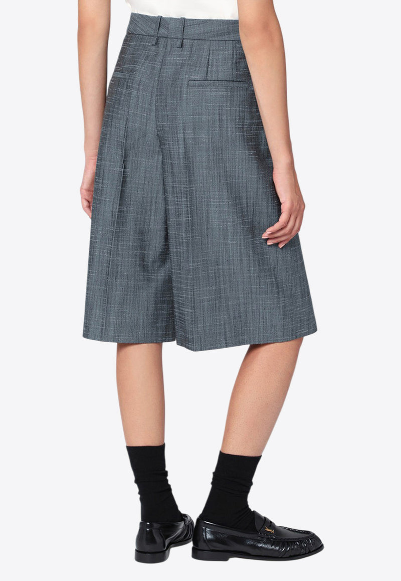 Jil Sander Silk and Wool-Blend  Bermuda Shorts Gray J02KA0353J55079_JILSA-070