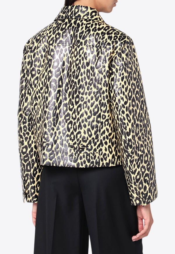 Jil Sander Leopard Print Coated-Linen Jacket  Multicolor J02SW0042J60090_JILSA-272