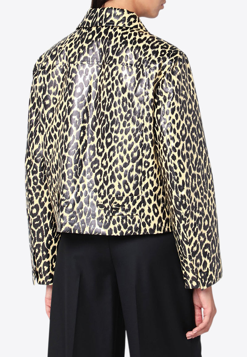 Jil Sander Leopard Print Coated-Linen Jacket  Multicolor J02SW0042J60090_JILSA-272