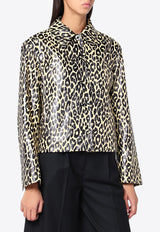 Jil Sander Leopard Print Coated-Linen Jacket  Multicolor J02SW0042J60090_JILSA-272