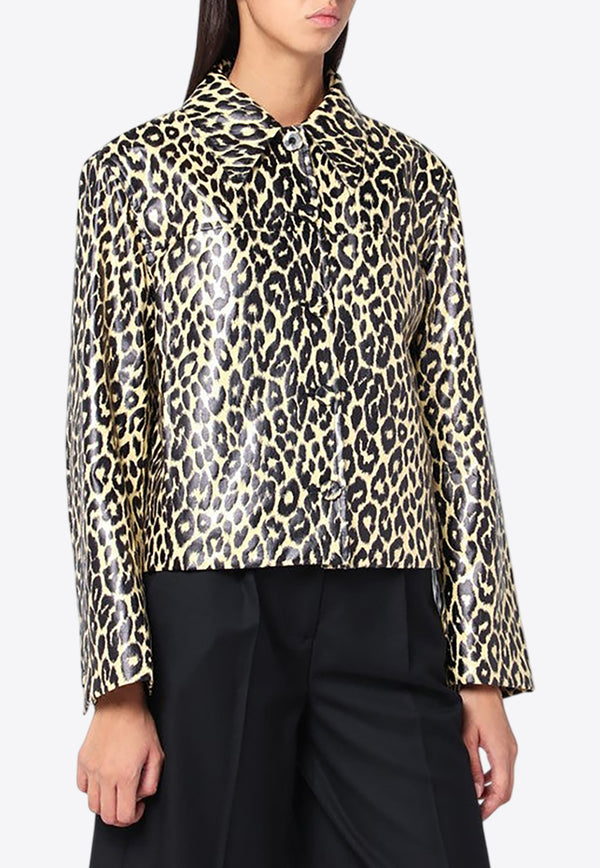 Jil Sander Leopard Print Coated-Linen Jacket  Multicolor J02SW0042J60090_JILSA-272