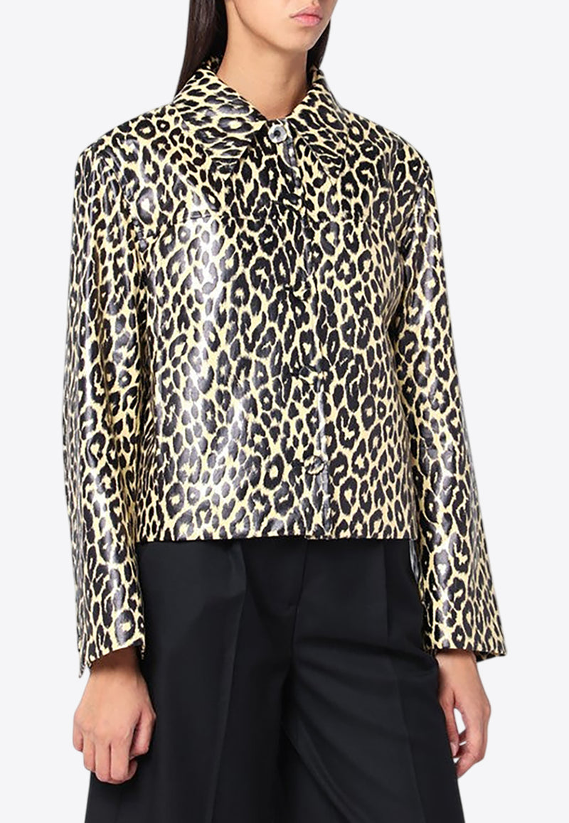 Jil Sander Leopard Print Coated-Linen Jacket  Multicolor J02SW0042J60090_JILSA-272