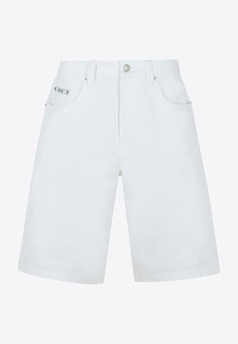 Moschino Logo Patch Bermuda Shorts White J0341 0227 0001