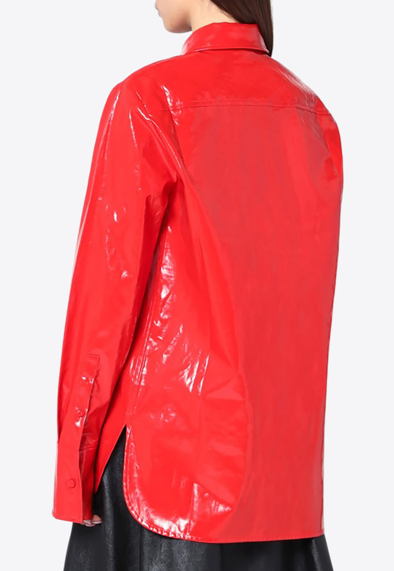Jil Sander Glossy Tied Buttoned Shirt Red J03DL0183J60082/Q_JILSA-825
