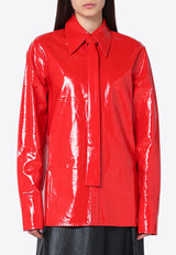 Jil Sander Glossy Tied Buttoned Shirt Red J03DL0183J60082/Q_JILSA-825