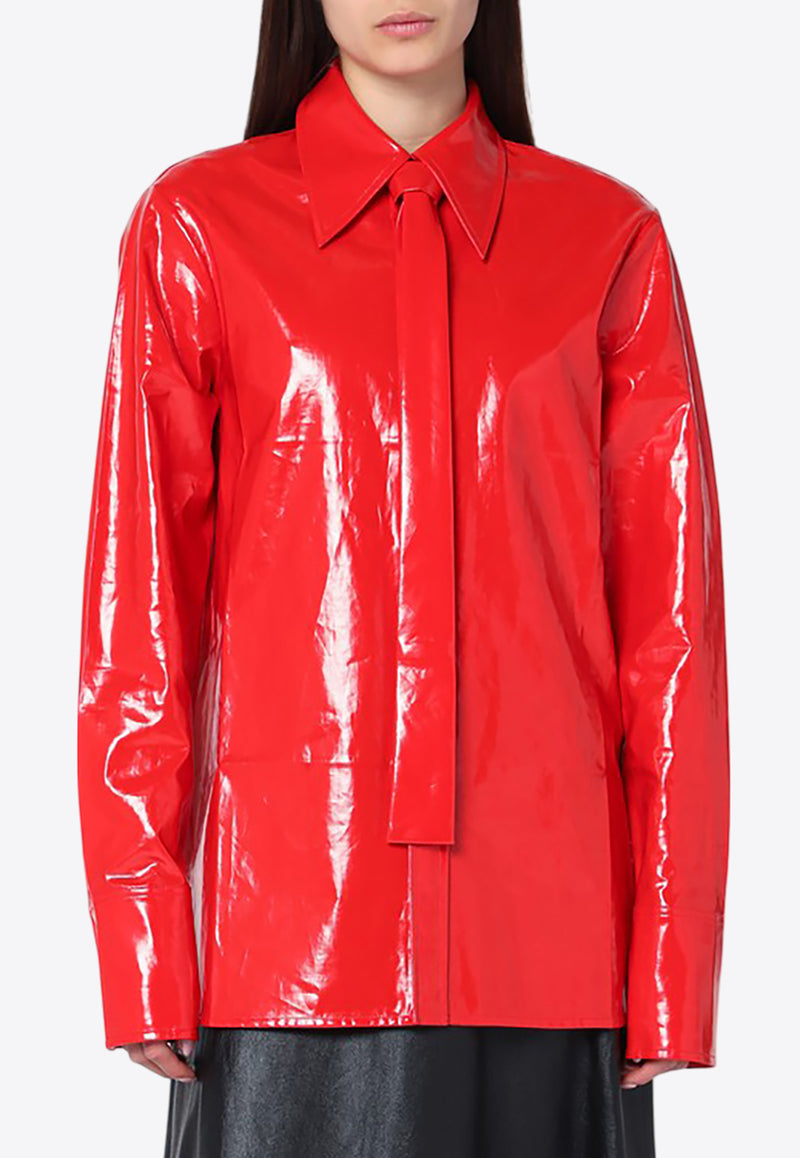 Jil Sander Glossy Tied Buttoned Shirt Red J03DL0183J60082/Q_JILSA-825