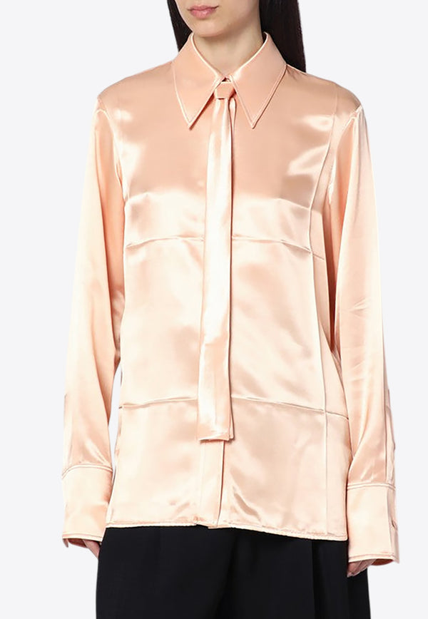 Jil Sander Tie-Neck Buttoned Shirt Pink J03DL0183J66147/Q_JILSA-679