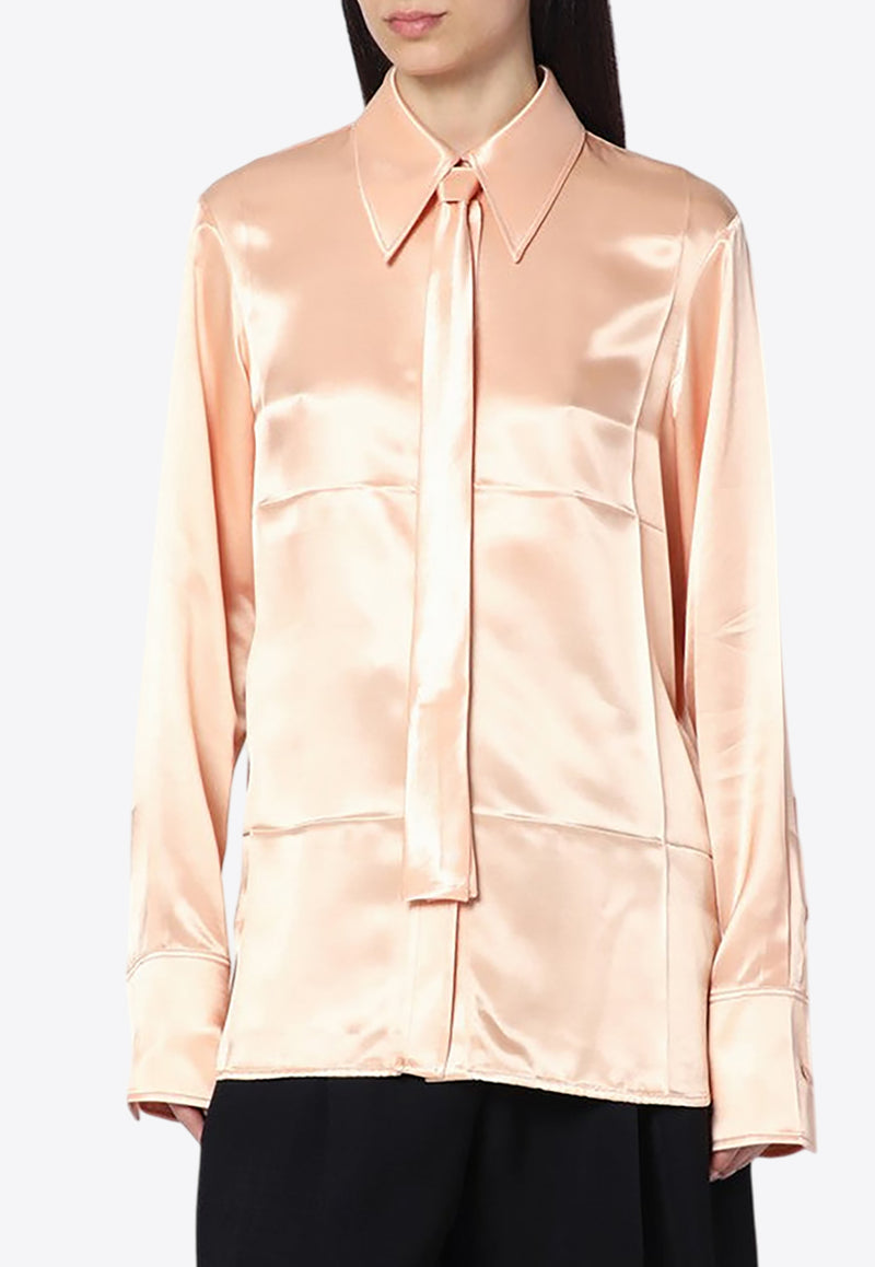 Jil Sander Tie-Neck Buttoned Shirt Pink J03DL0183J66147/Q_JILSA-679