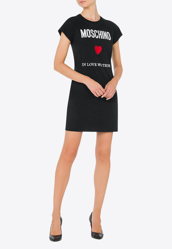 Moschino Slogan Embroidered Mini Dress J0450 0541 2555 Black