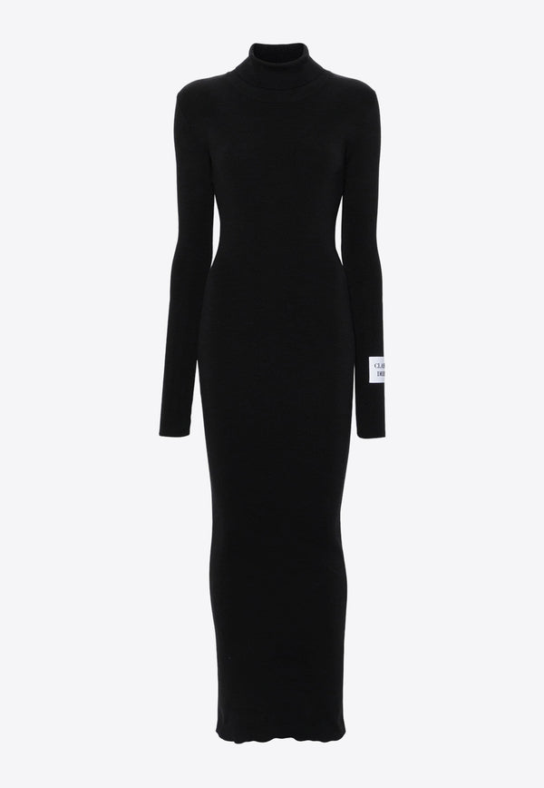 Moschino Ribbed High-Neck Maxi Dress J0481 0400 0555 Black
