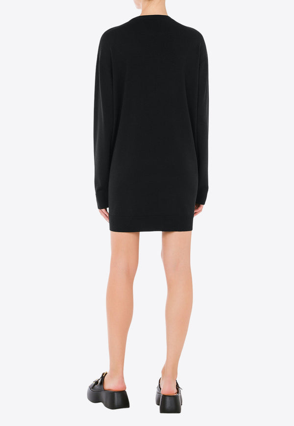 Moschino Logo Mini Wool Dress J0484 0500 1555 Black
