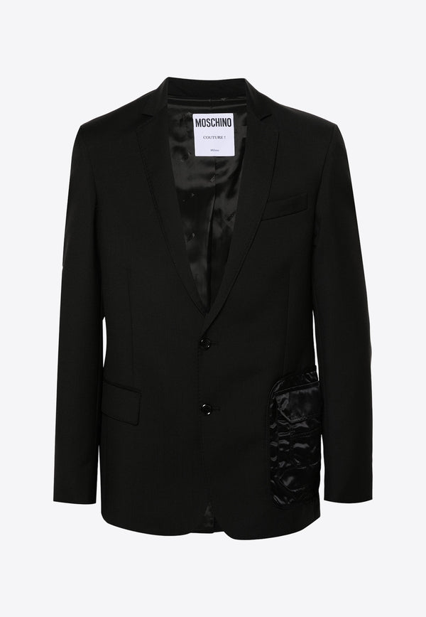Moschino Single-Breasted Wool Blazer J0516 2034 2555 Black
