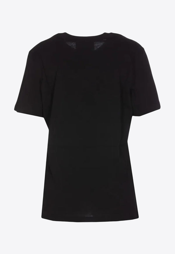 Moschino Slogan Embroidered Short-Sleeved T-shirt J0703 0541 2555 Black