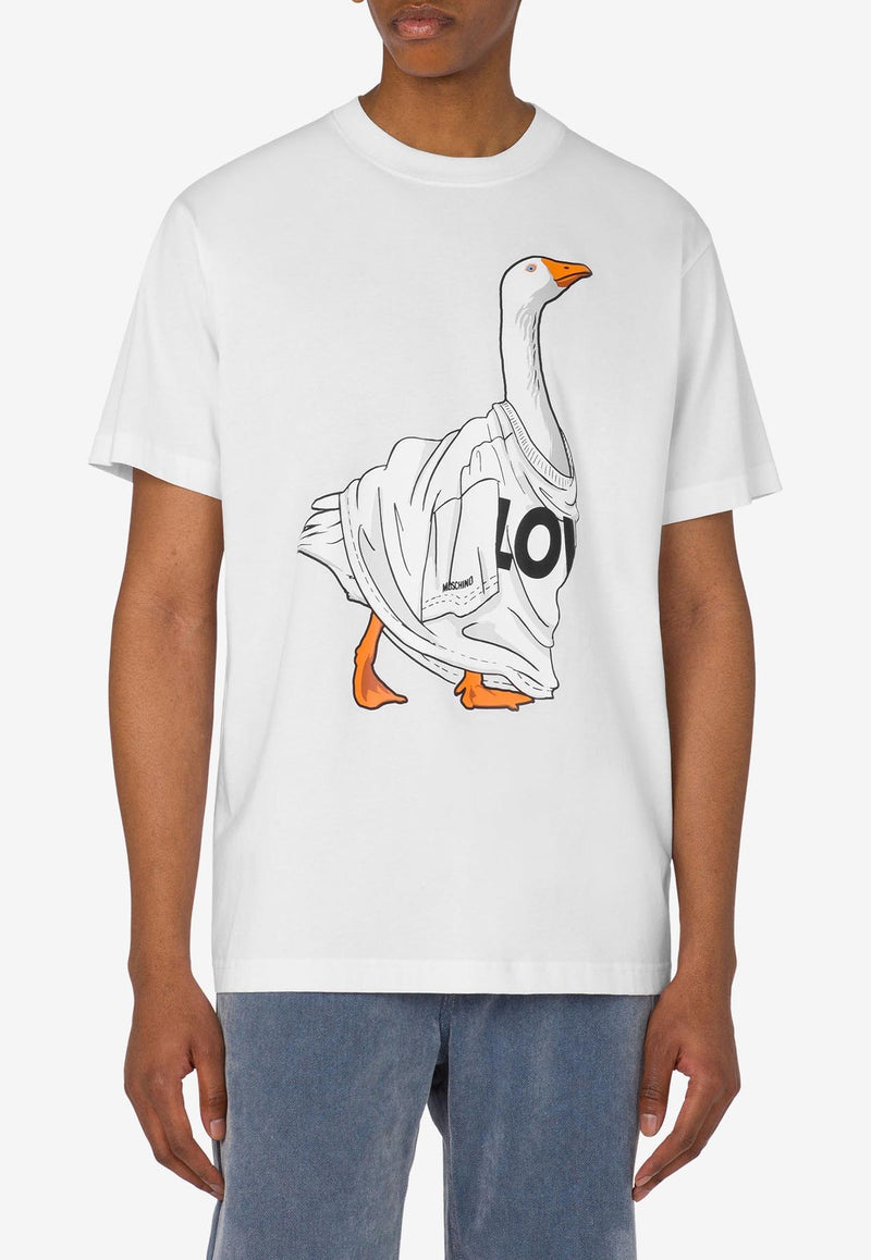 Moschino Goose Print Jersey T-shirt White J0711 5241 1001