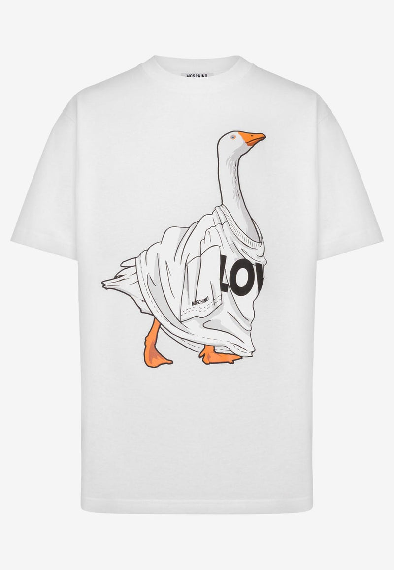 Moschino Goose Print Jersey T-shirt White J0711 5241 1001