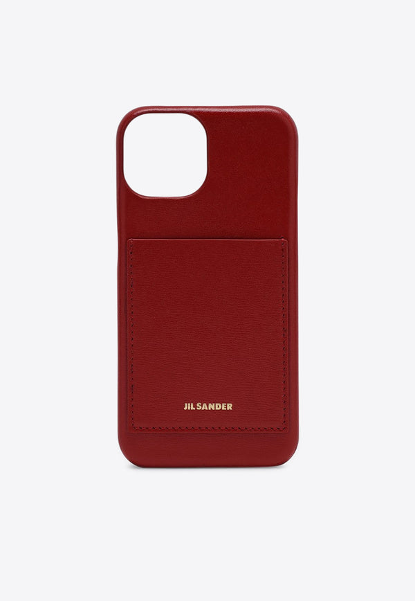 Jil Sander Logo Embossed iPhone 15 Leather Case Red J07VL0022P6612/O_JILSA-613