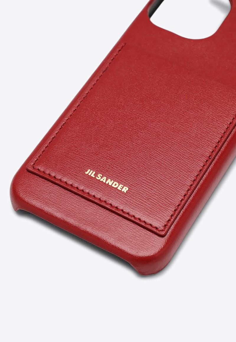 Jil Sander Logo Embossed iPhone 15 Leather Case Red J07VL0022P6612/O_JILSA-613