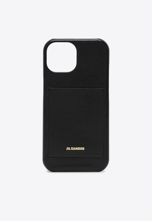 Jil Sander Logo Embossed iPhone 15 Leather Case Black J07VL0030P6486/P_JILSA-001