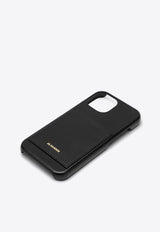 Jil Sander Logo Embossed iPhone 15 Leather Case Black J07VL0030P6486/P_JILSA-001