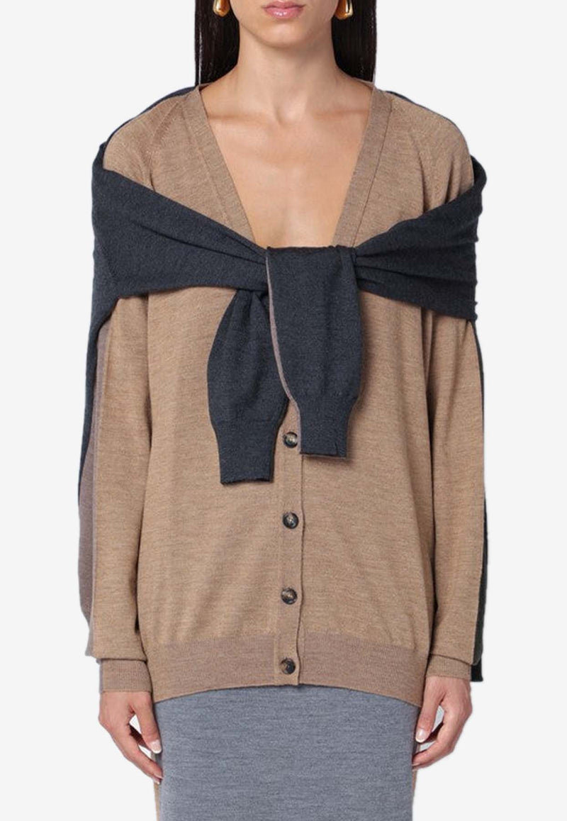 Moschino Double-Sleeve Wool Cardigan Beige J09065401/P_MOSCH-1091