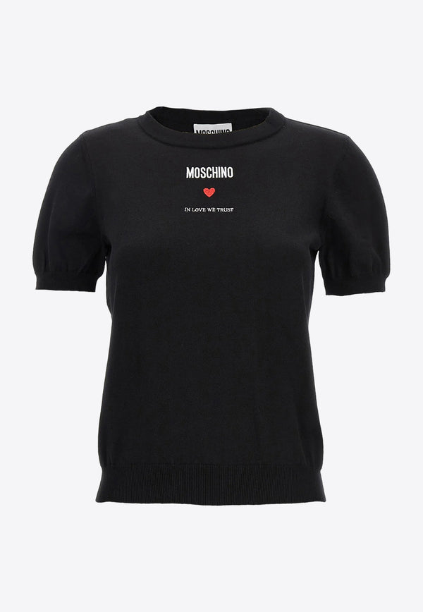 Moschino Logo Fine Knit Top J0928 0502 0555 Black