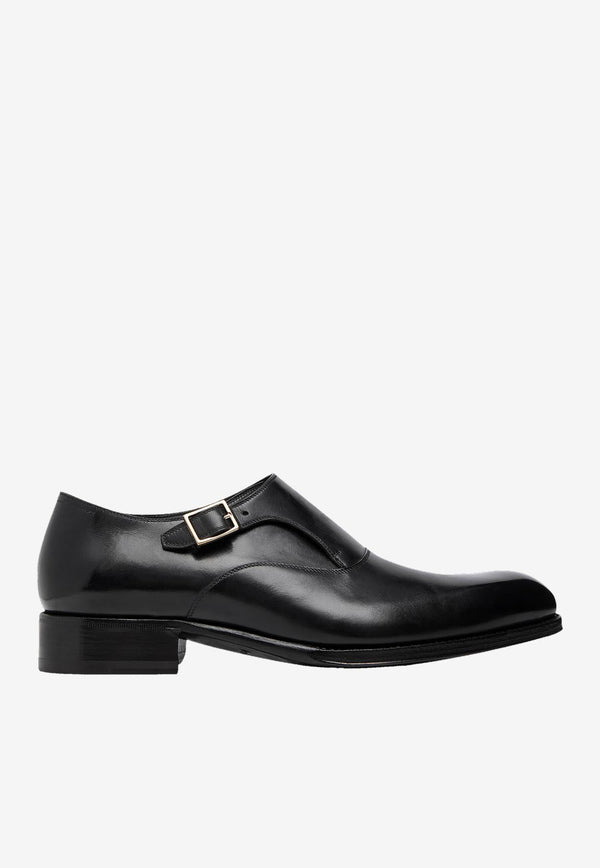 Tom Ford Edgar Single Monk Strap Leather Shoes J1029-LCL021P 1N001 Black