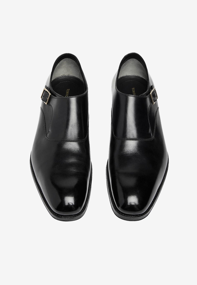Tom Ford Edgar Single Monk Strap Leather Shoes J1029-LCL021P 1N001 Black