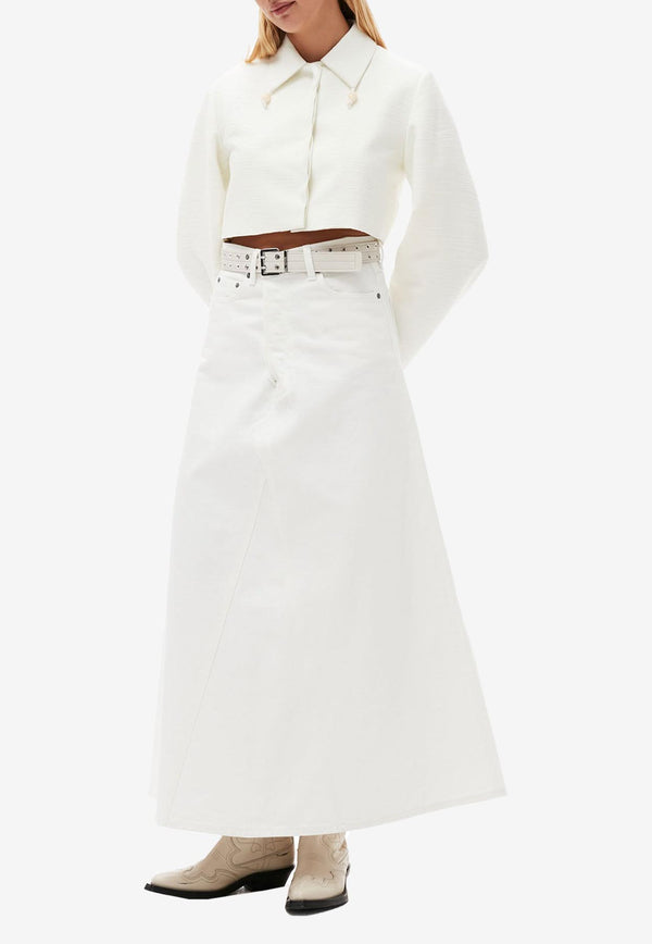 GANNI A-line Maxi Denim Skirt White J1267WHITE