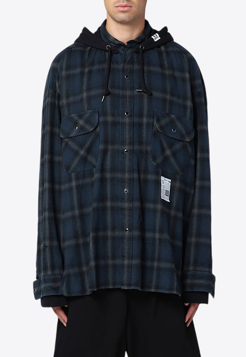 Maison MIHARA YASUHIRO Plaid Check Hooded Overshirt Blue J13SH182CO/P_MIHAR-BL