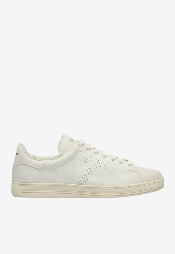 Tom Ford Warwick Leather Low-Top Sneakers Cream J1507-LCL045L 3WW06