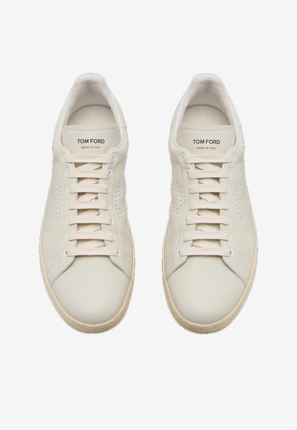 Tom Ford Warwick Leather Low-Top Sneakers Cream J1507-LCL045L 3WW06