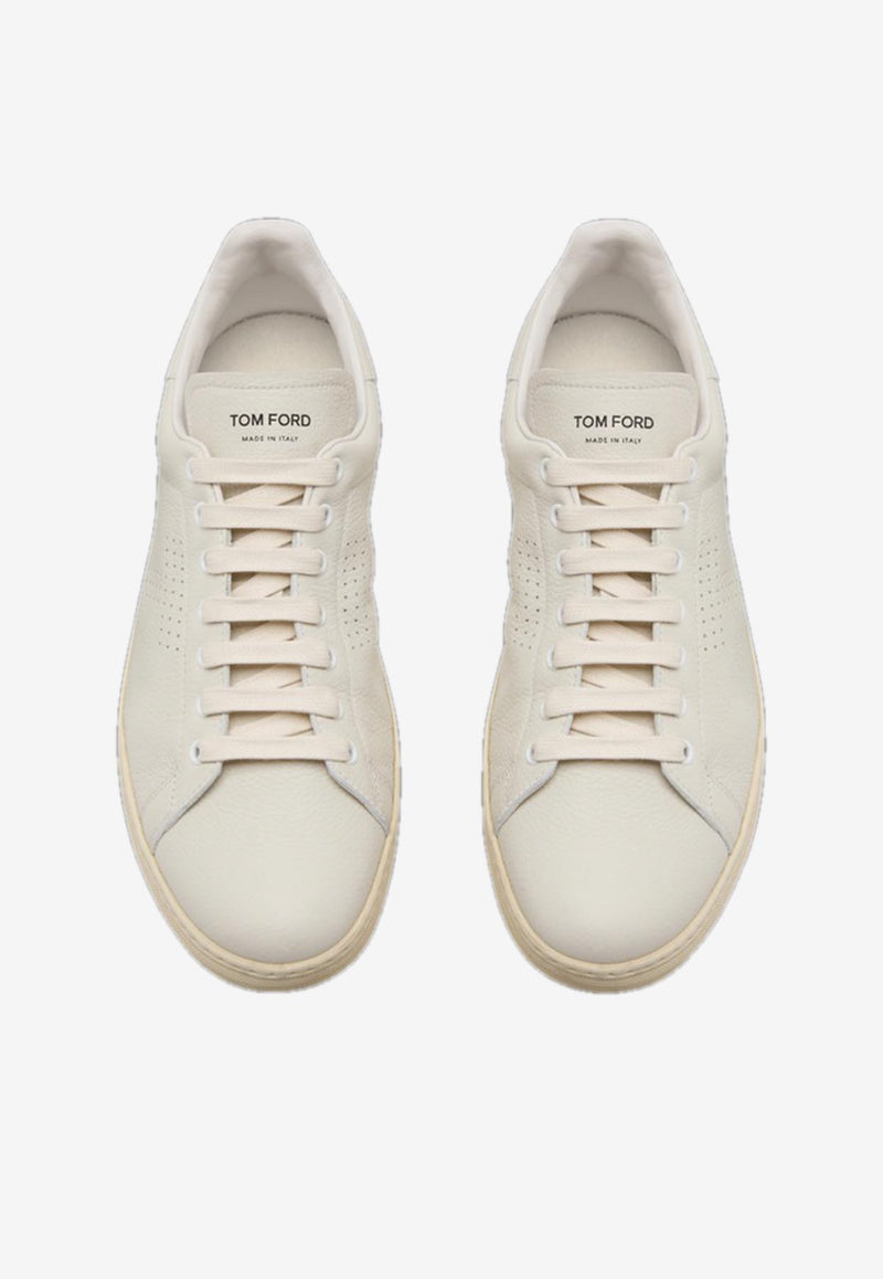 Tom Ford Warwick Leather Low-Top Sneakers Cream J1507-LCL045L 3WW06