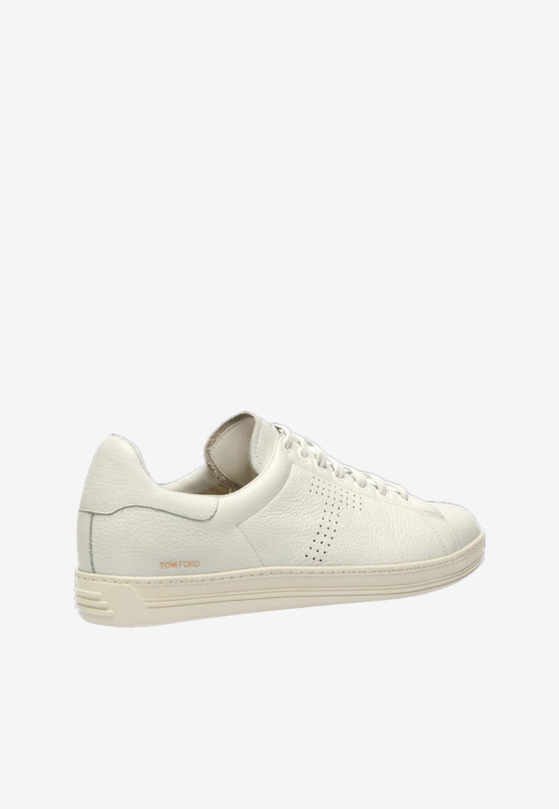 Tom Ford Warwick Leather Low-Top Sneakers Cream J1507-LCL045L 3WW06