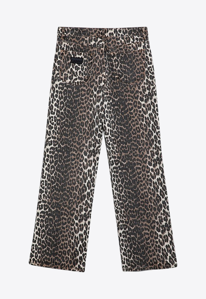 GANNI Izey Leopard Print Jeans Brown J15276508/P_GAN-943