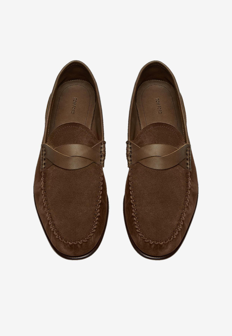 Tom Ford Ripley Suede Loafers J1528-LCL459N 1B016 Brown