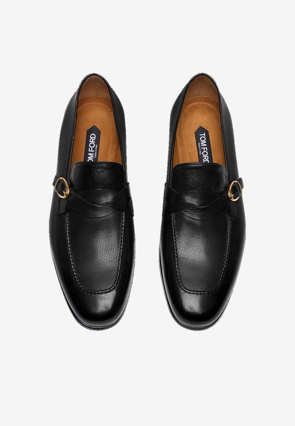 Tom Ford Gigi Twisted-Band Leather Loafers Black J1555-LGO033X 1N001
