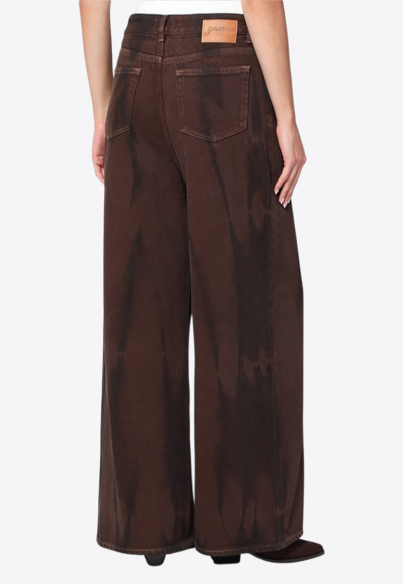 GANNI High-Waist Wide-Leg Jeans Brown J17376777/R_GAN-979